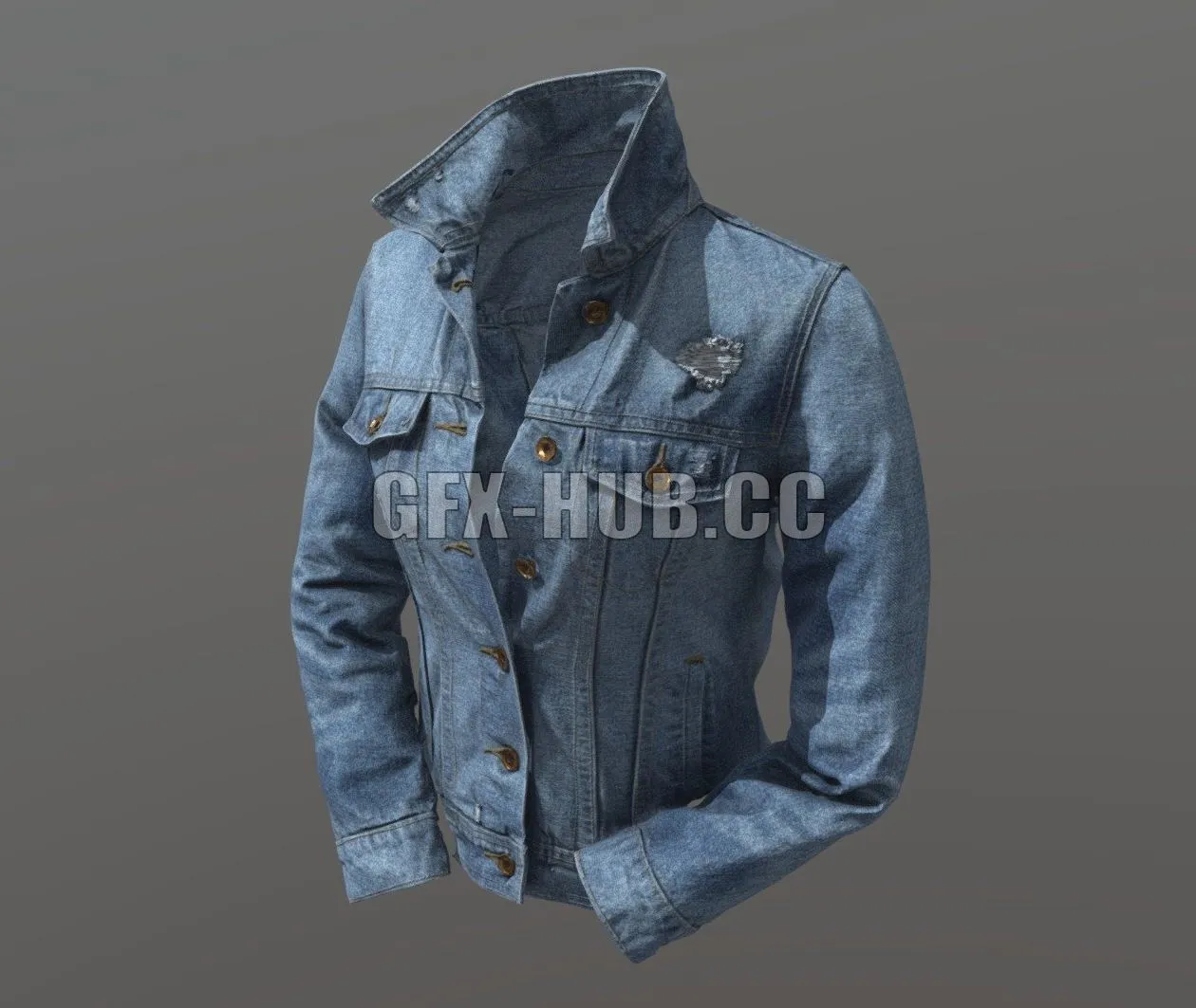 PBR Game 3D Model – Denim Jacket