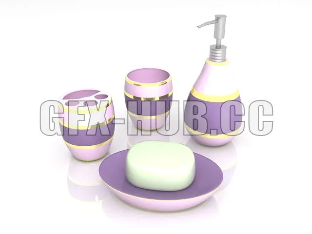 FURNITURE 3D MODELS – Purple bathroom accessories