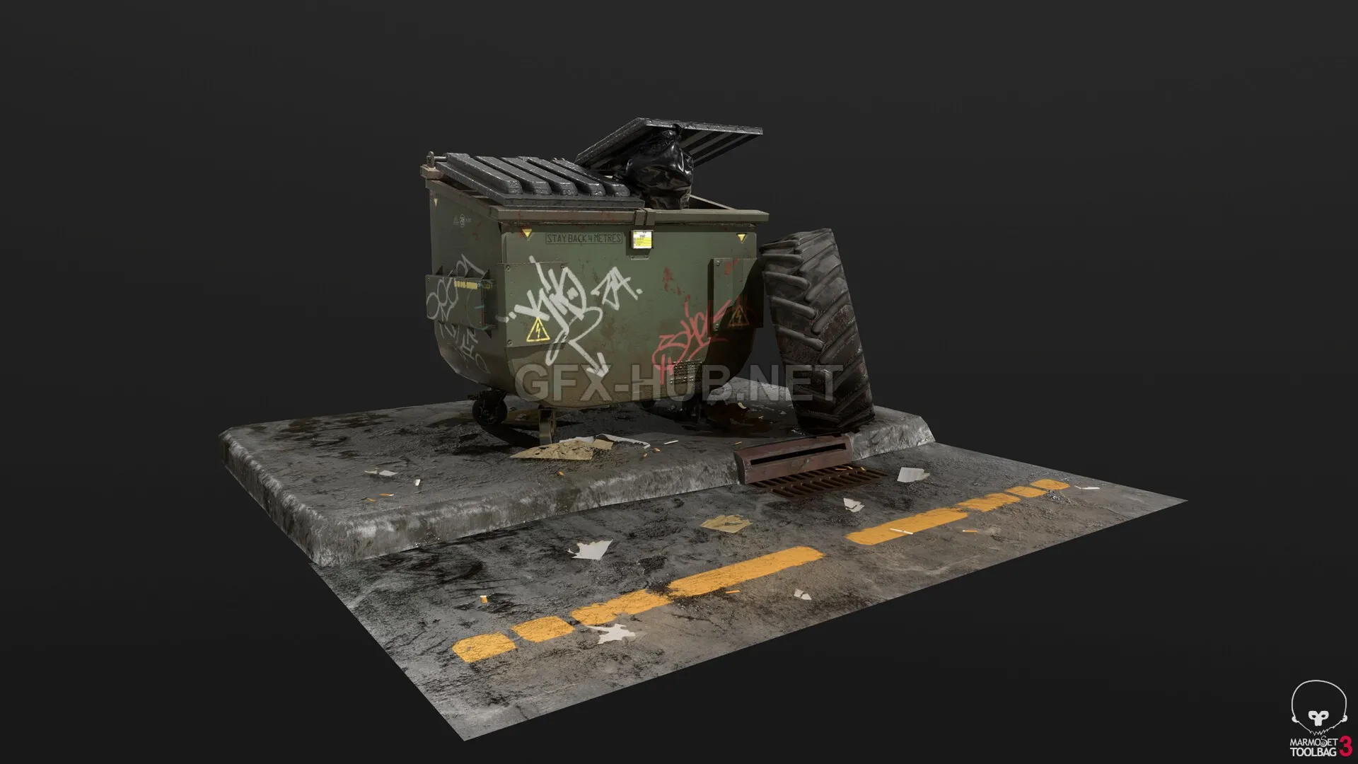 PBR Game 3D Model – Derelict Dumpster