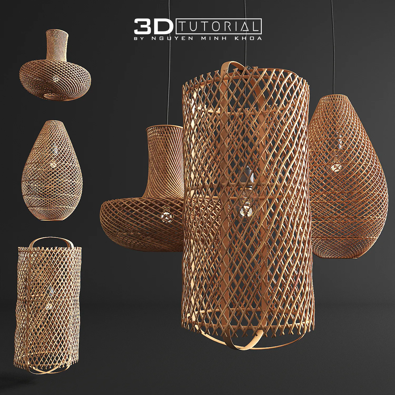 FURNITURE 3D MODELS – Rattan lamp 1 modelbyNguyenMinhKhoa