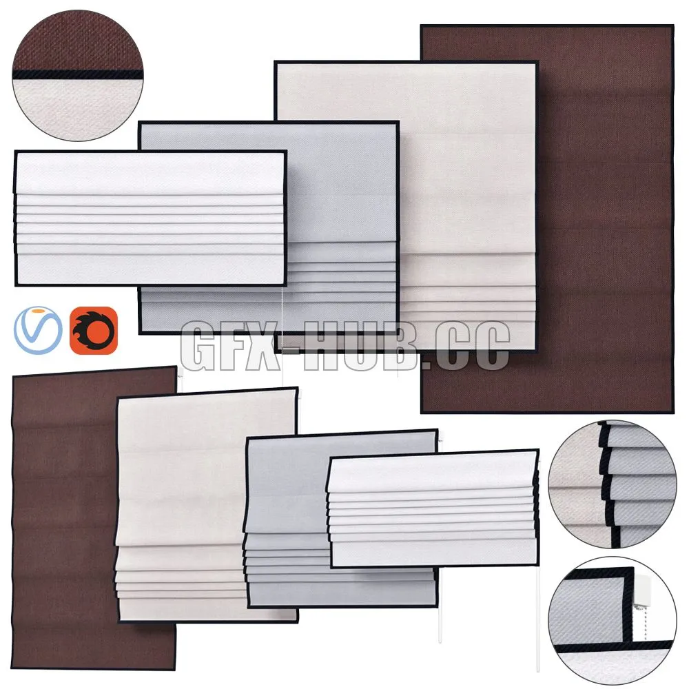 FURNITURE 3D MODELS – Roman Curtains Backhausen, Venus (4 length option)
