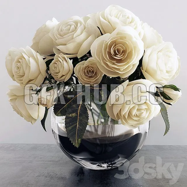 FURNITURE 3D MODELS – Roses flowers bouquet in a vase