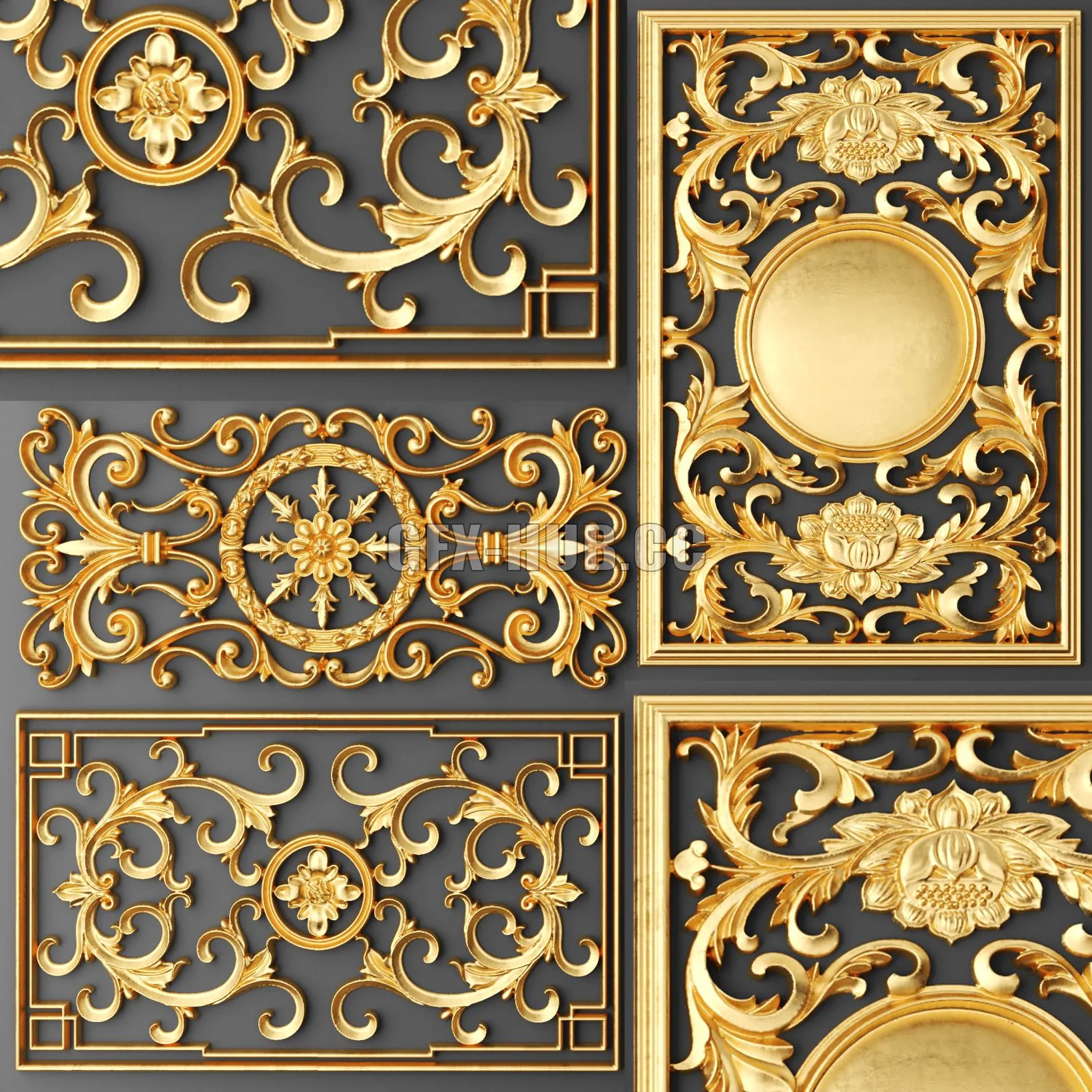 FURNITURE 3D MODELS – Set, Lattices, Classics, Stucco molding, Rosette, luxury, gold decor, carving, molding, stucco, ceiling, classical