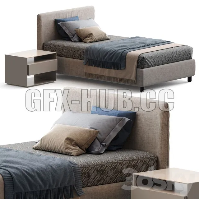 FURNITURE 3D MODELS – Single bed Notturno by Flou
