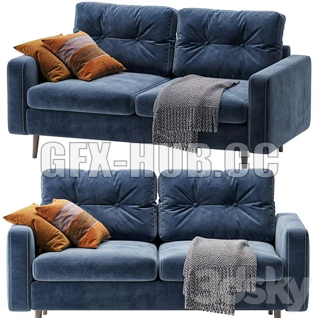 FURNITURE 3D MODELS – Sofa Deans Mini Velvet Blue