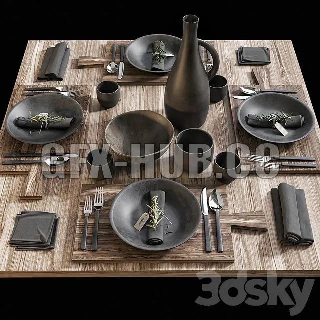 FURNITURE 3D MODELS – Table Setting 15 (black)