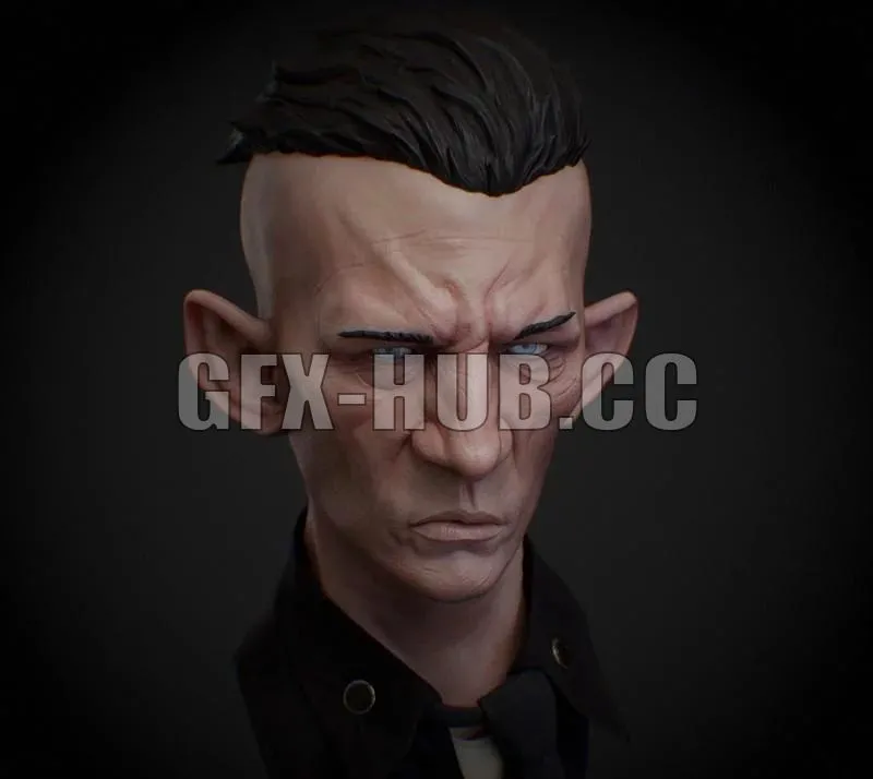 PBR Game 3D Model – Dishonored 2 Character Head
