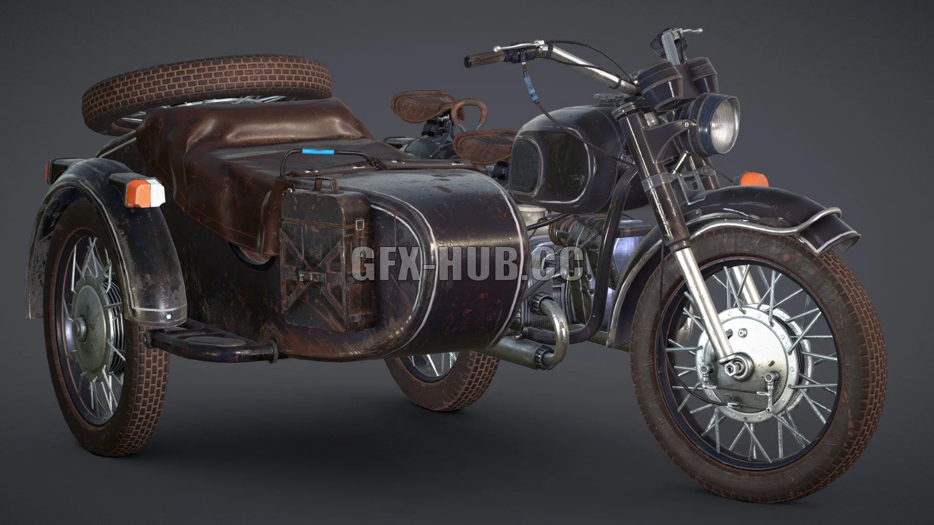 PBR Game 3D Model – Dnepr MT-11 Sidecar Motorbike