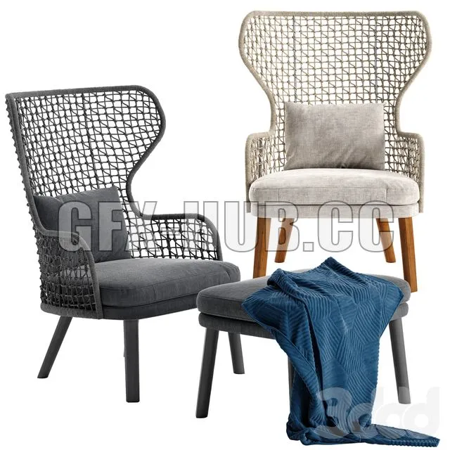 FURNITURE 3D MODELS – Varaschin Emma bergere armchair with footrest