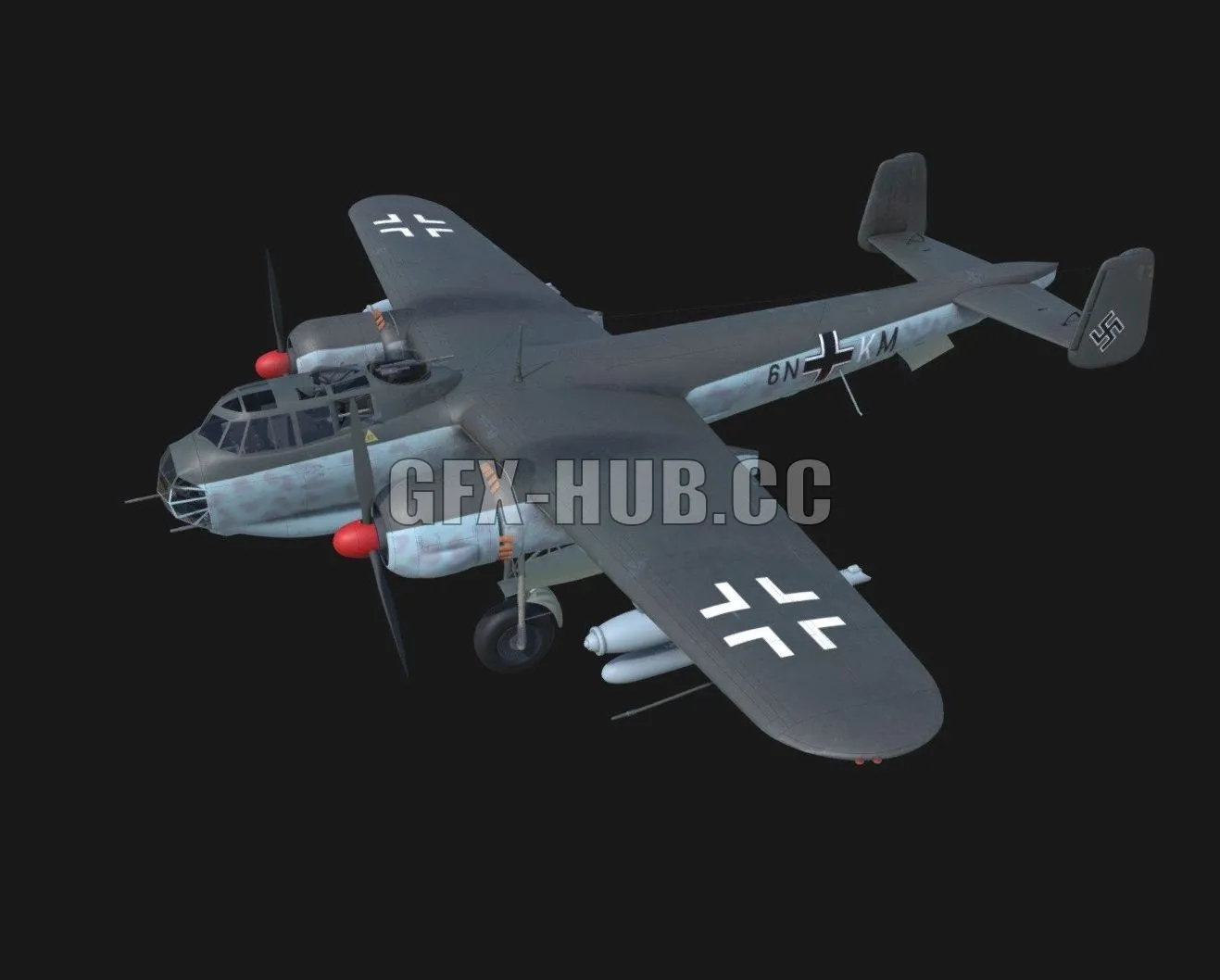 PBR Game 3D Model – Dornier Do-217 E5 + Hs-293 missiles