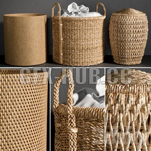 FURNITURE 3D MODELS – Wicker basket 4 by Zara Home