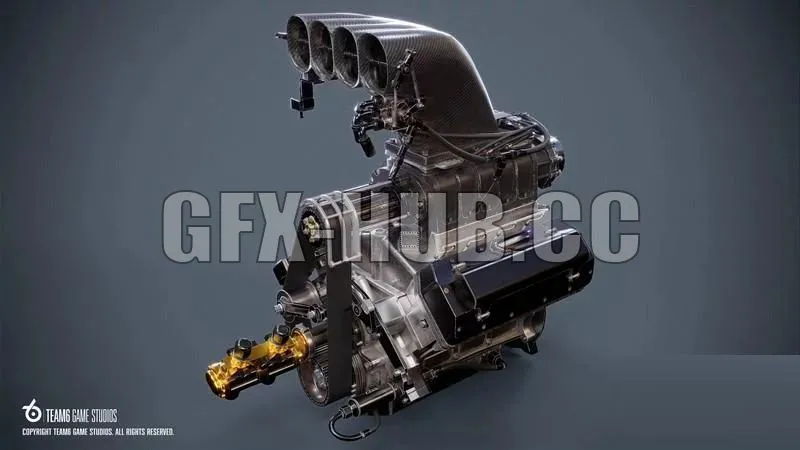 PBR Game 3D Model – Drag Racing Engines Funnycar Engine