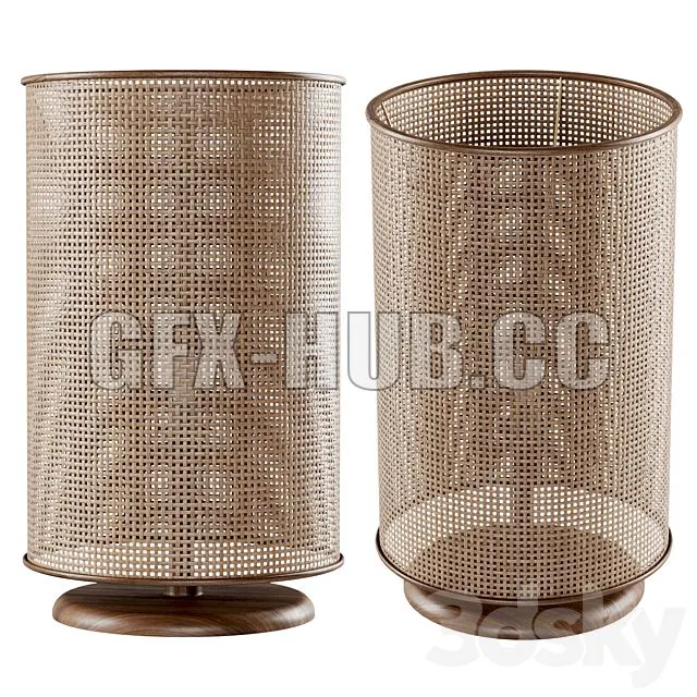 FURNITURE 3D MODELS – Wooden Rattan Table Lamp L500