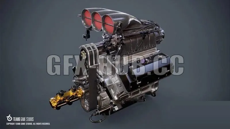 PBR Game 3D Model – Drag Racing ProMod Engine