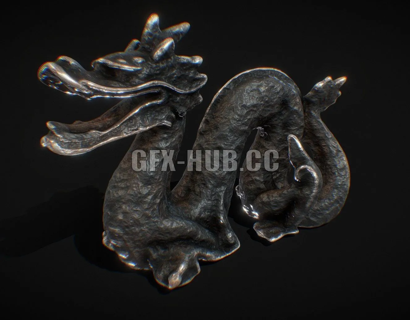 PBR Game 3D Model – Dragon statue