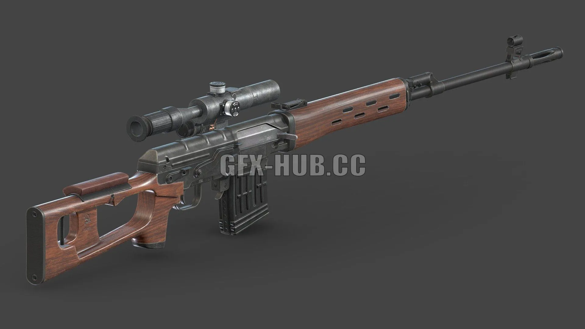 PBR Game 3D Model – Dragunov Sniper Rifle Low Poly