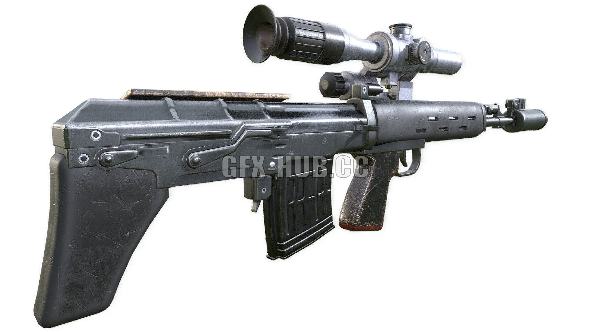 PBR Game 3D Model – Dragunov SVU russian sniper rifle 4K