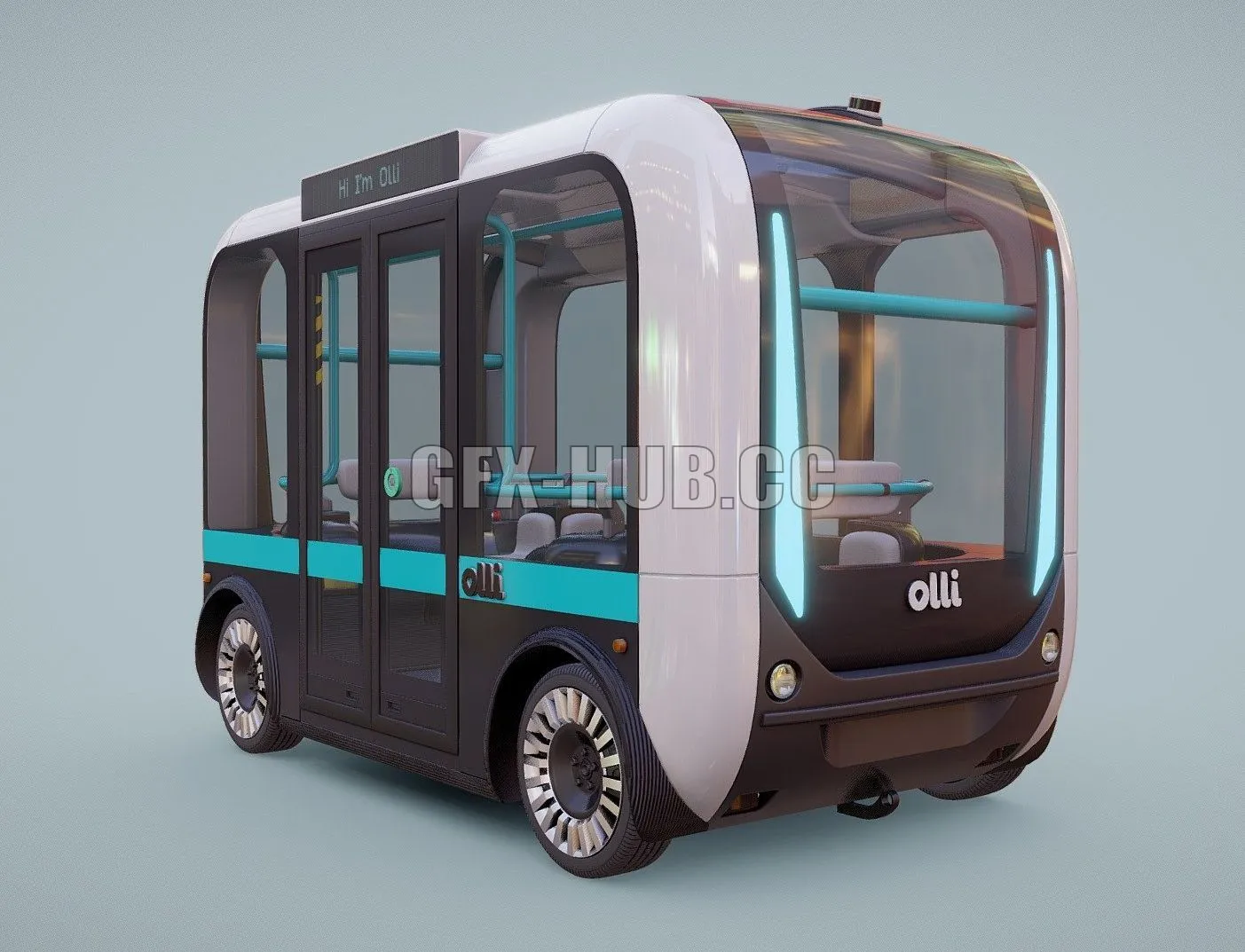 PBR Game 3D Model – Driverless Bus Local Motors Olli