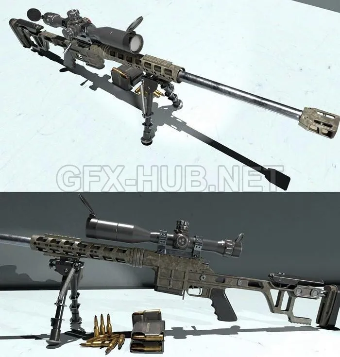 PBR Game 3D Model – DVL-10 Sniper Rifle