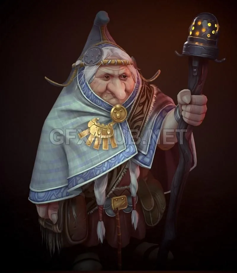 PBR Game 3D Model – Dwarf Physician