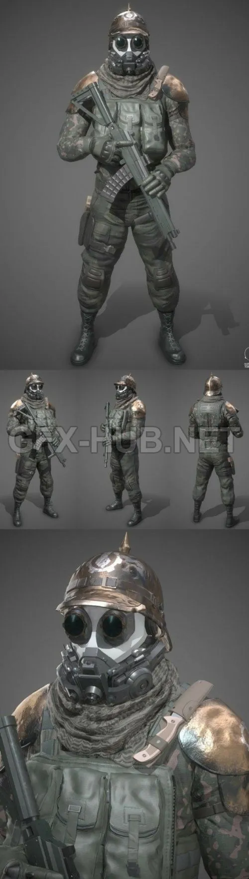 PBR Game 3D Model – Dystopian Foot Soldier PBR