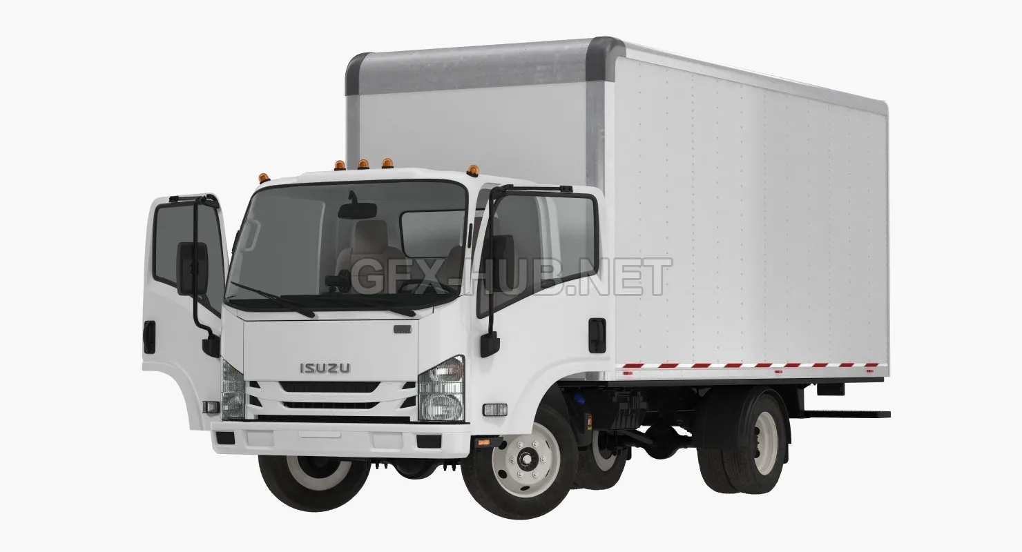 CAR – Box Truck Isuzu NPR 2018 Rigged 3D Model