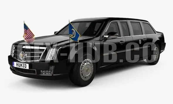CAR – Cadillac US Presidential State Car with HQ interior 2020 3D Model