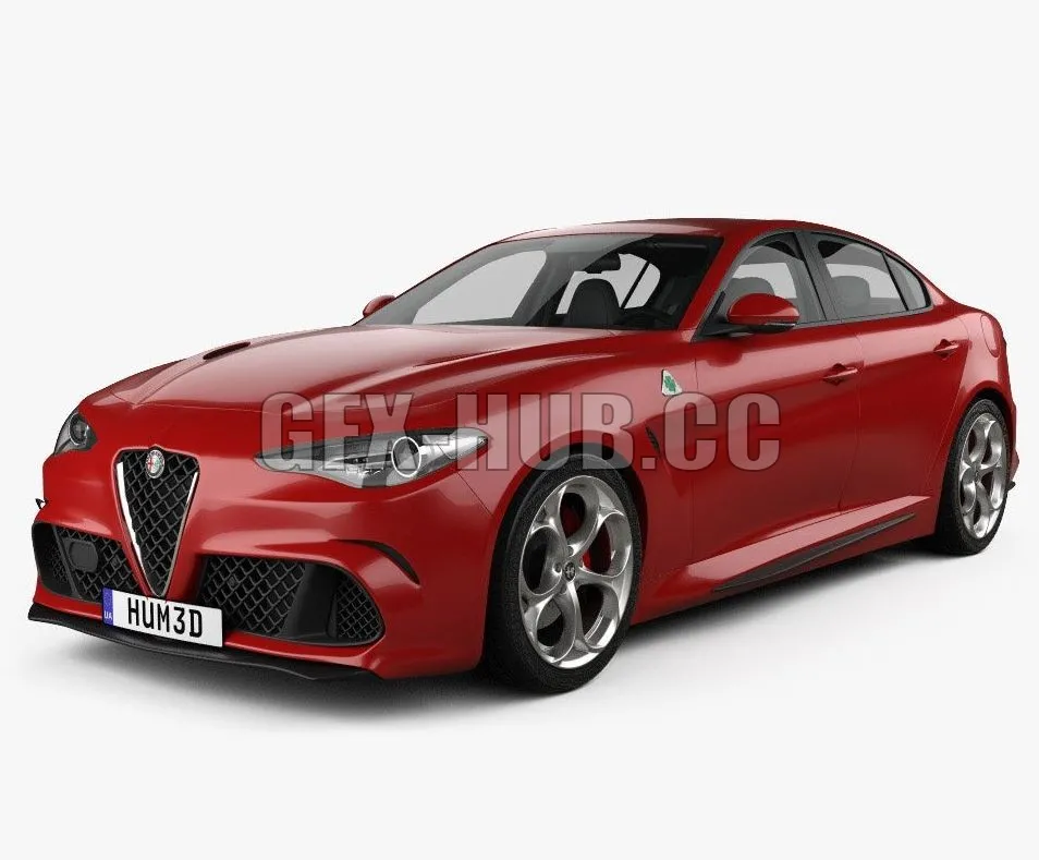 CAR – Car Alfa Romeo Giulia Quadrifoglio with HQ interior 2016 3D Model