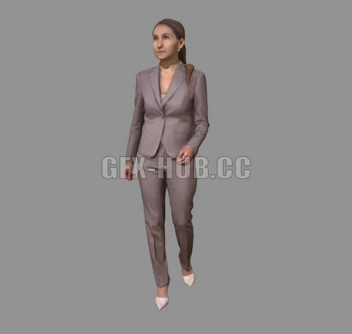 PBR Game 3D Model – Active business woman