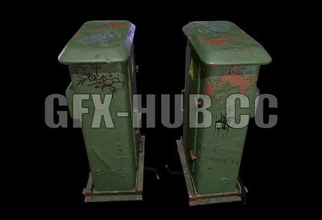 PBR Game 3D Model – Electric booth