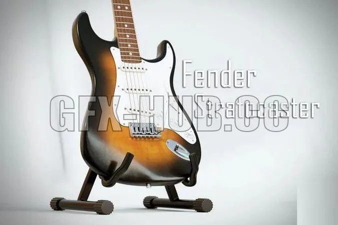 PBR Game 3D Model – Electric guitar Fender Stratocaster