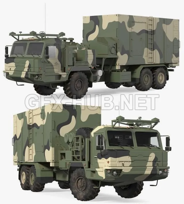 CAR – Command and Control Vehicle 50K6 Vityaz Camo Rigged 3D Model