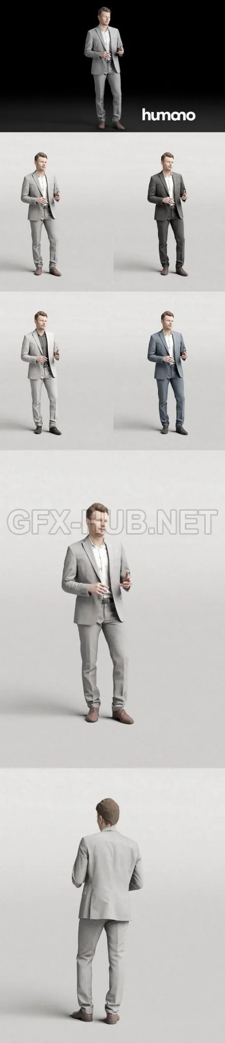 PBR Game 3D Model – Elegant man in suit standing and talking 0313