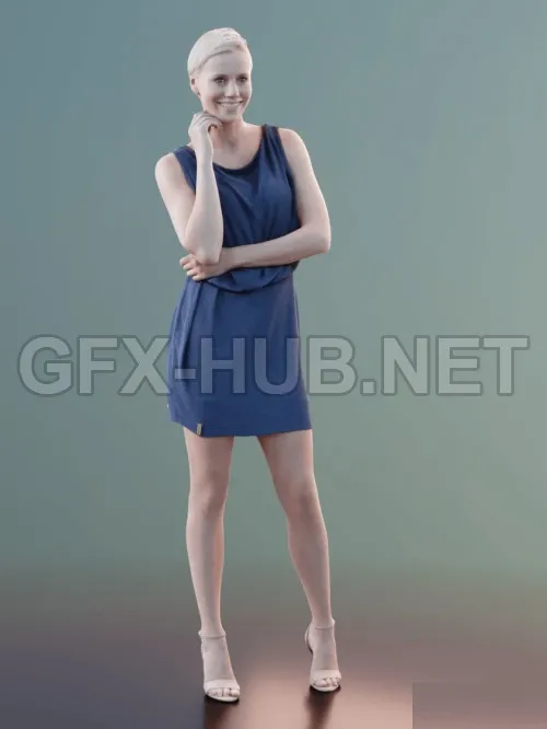 PBR Game 3D Model – Elegant Woman Standing Scanned 02