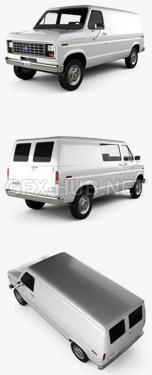 CAR – Ford E-Series Econoline Cargo Van 1986  3D Model