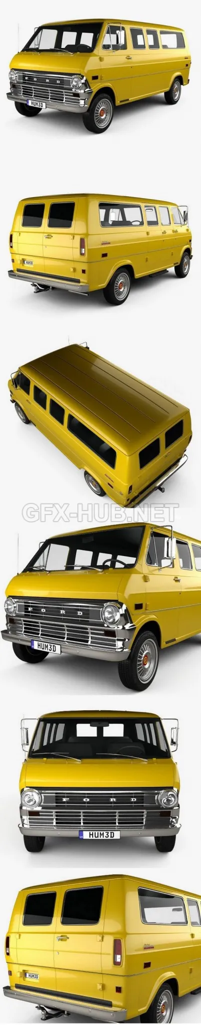 CAR – Ford E-Series Econoline Club Wagon 1971  3D Model