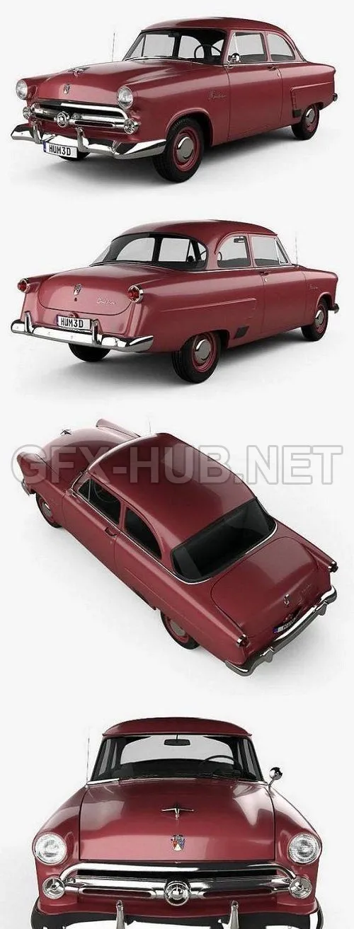 CAR – Ford Mainline (70A) Tudor Sedan 1952 3D Model