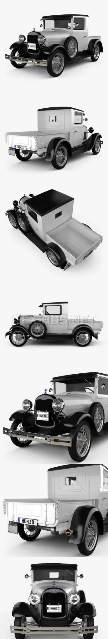 CAR – Ford Model A Pickup Closed Cab 1928  3D Model