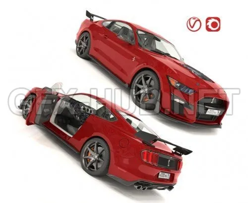 CAR – Ford Mustang Shelby GT500 2020 with HQ Interior 3D Model
