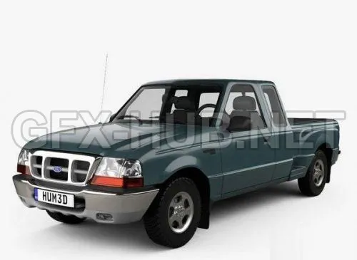 CAR – Ford Ranger (NA) Extended Cab Flare Side XLT 1998  3D Model