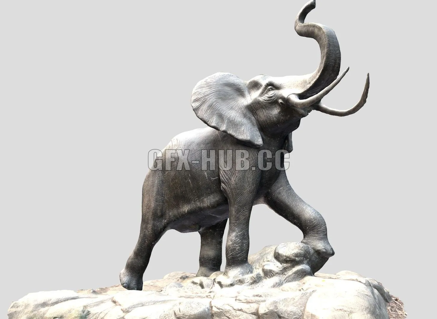 PBR Game 3D Model – Elephant Bronze Sculpture