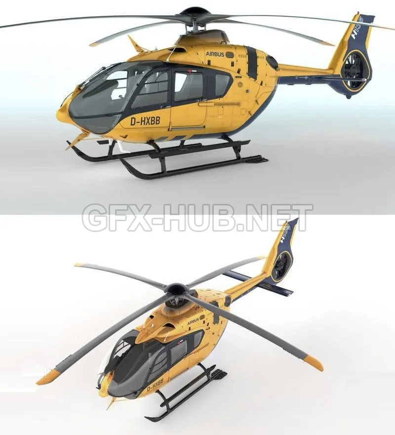 CAR – H135 Airbus Helicopter 3D Model