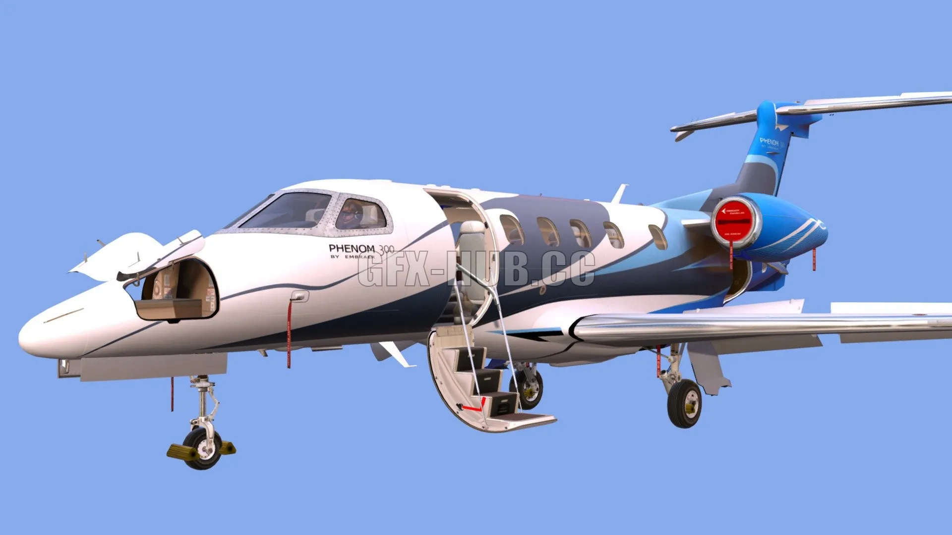 PBR Game 3D Model – Embraer Phenom 300 extended