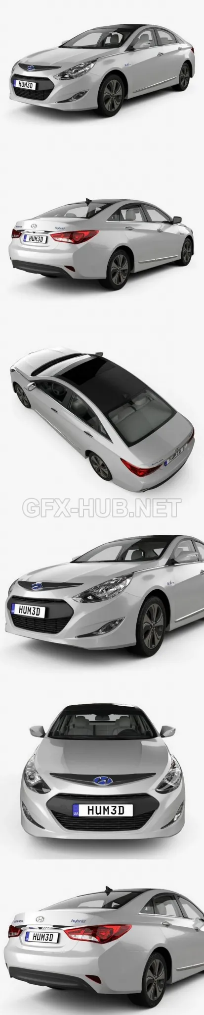 CAR – Hyundai Sonata hybrid with HQ interior 2015  3D Model