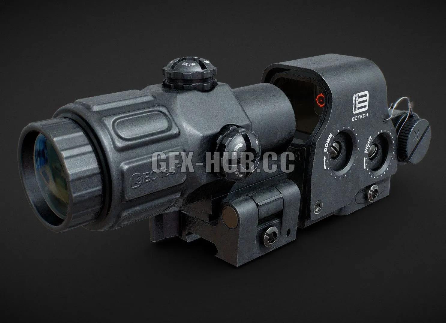 PBR Game 3D Model – EOTech EXPS3 With Magnifier 3x
