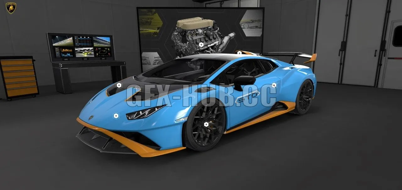 CAR – Lamborghini Huracan STO 2020 supercar 3D Model
