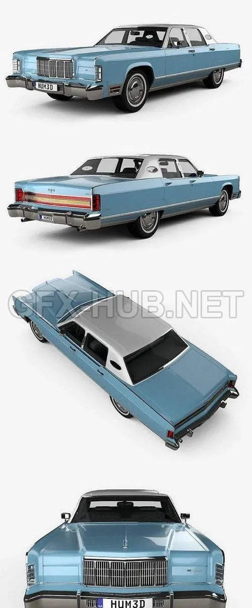 CAR – Lincoln Continental sedan 1975 3D Model