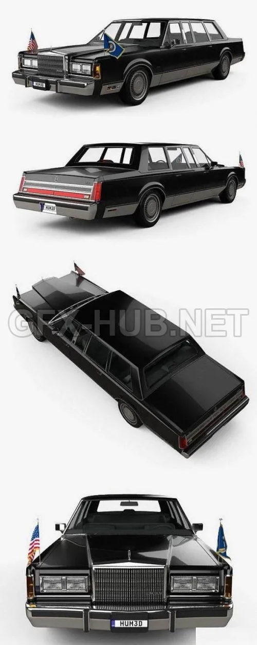 CAR – Lincoln Town Car Presidential Limousine 1989 3D Model
