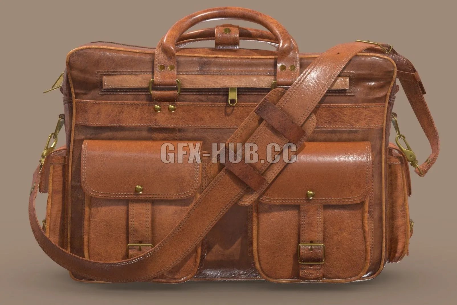 PBR Game 3D Model – Everett Leather Briefcase Bag