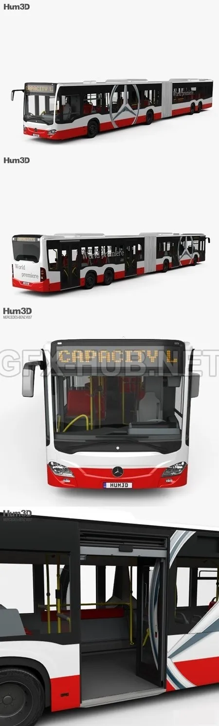 CAR – Mercedes-Benz CapaCity L 4-door Bus with HQ interior 2014  3D Model